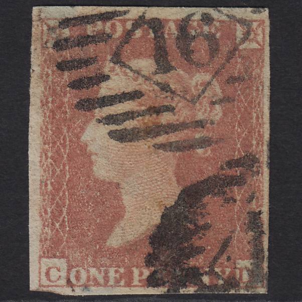 GB QV 1841 1d Red-brown Pl 162 SG8-B2(1) CD GU 4 Margins London IS 16