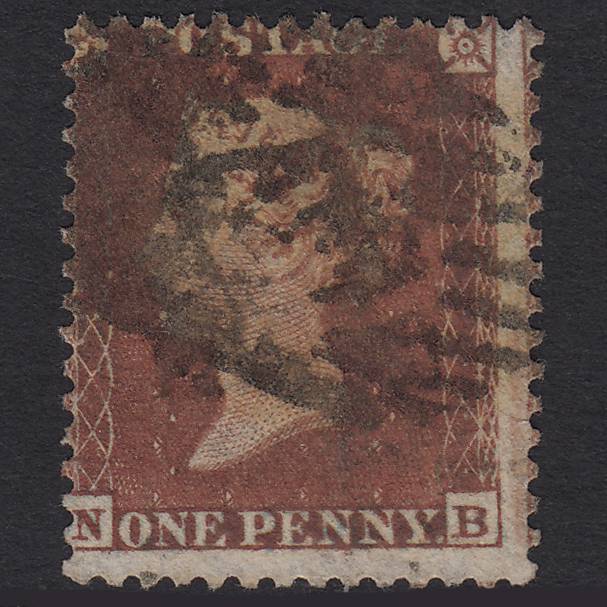 GB QV 1855 1d Plum Plate R1 SG22-C2(4) Ivory Head NB GU London IS Cancel