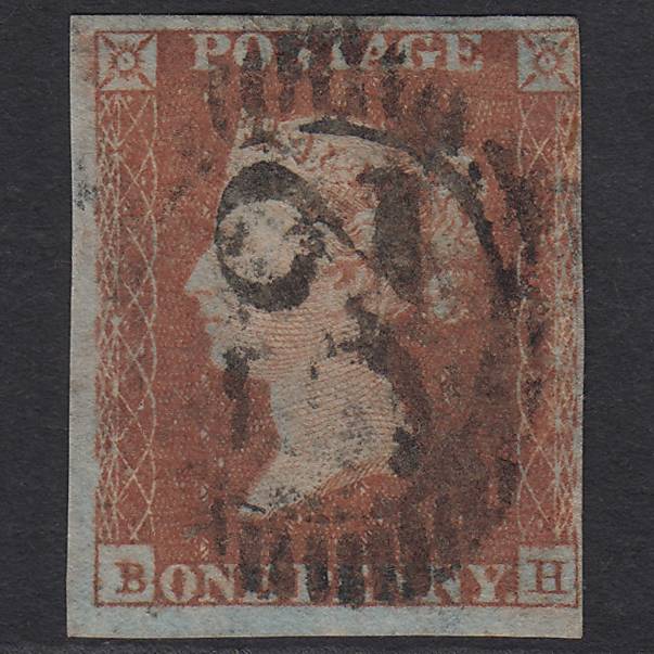 GB QV 1841 1d Red-brown Pl 94 SG8-B1(1) BH GU 4 Margins London D&S 52