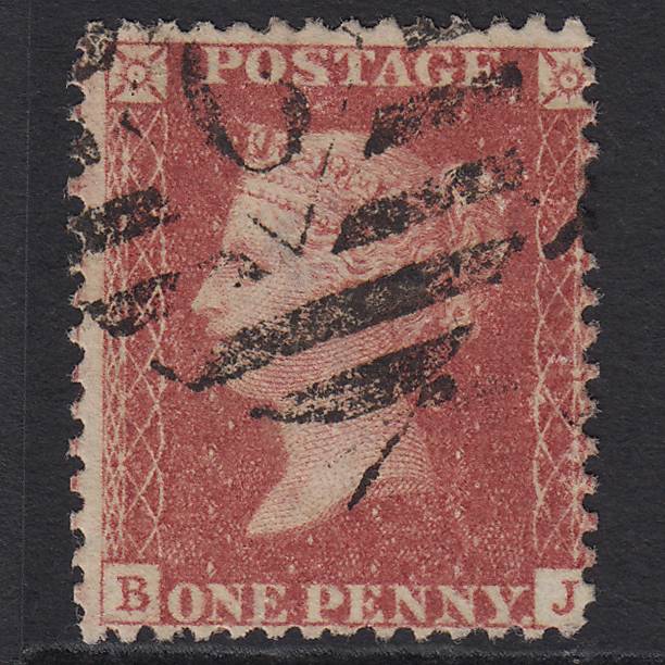 GB QV 1857 1d Rose-red Pl 56 SG40-C10(1) BJ GU London IS Cancel Misperf