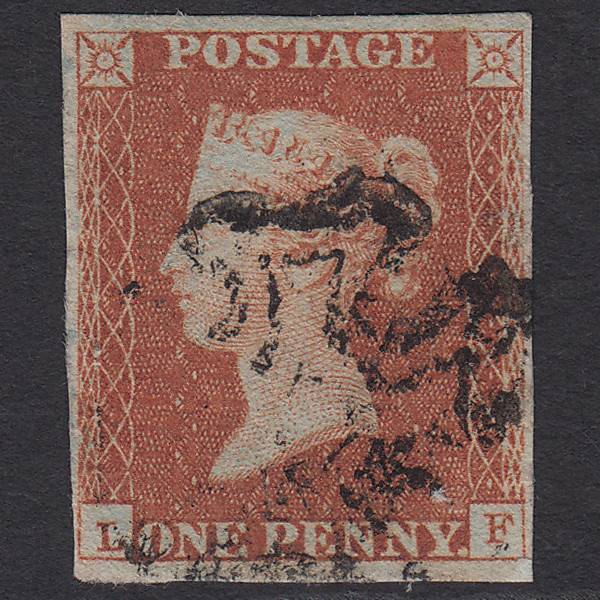 GB QV 1841 1d Red-brown Pl 20 SG8-B1(1) LF FU 4 Margins Maltese Cross