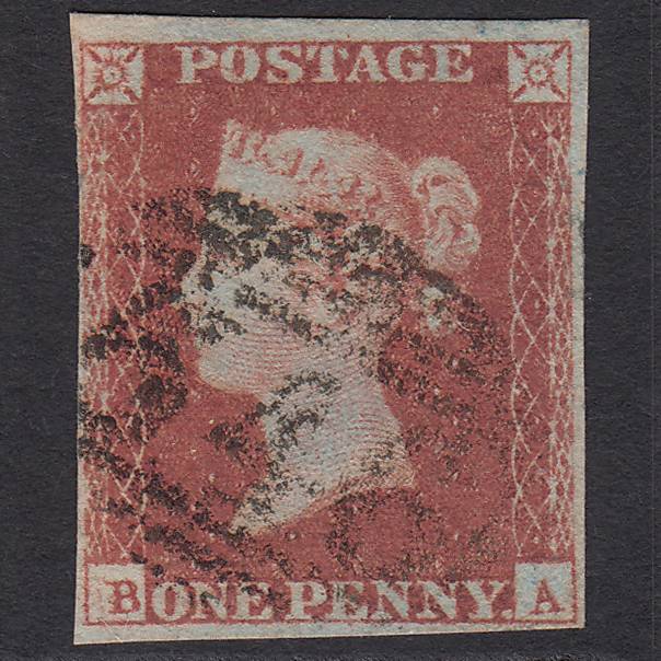 GB QV 1841 1d Red-brown Pl 96 SG8-B1(1) BA GU 4M Newcastle-under-lyme 546