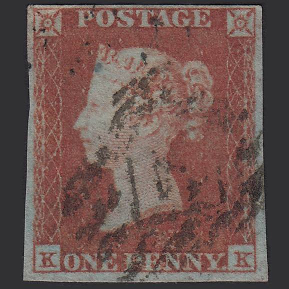 GB QV 1841 1d Red-brown (Plate 97) SG8-B1(1) KK FU 4M Imperf London IS 4