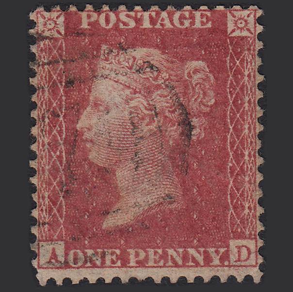 GB QV 1857 1d Pl 47 SG40-C10(1) AD FU Missing Imprimatur Light Cancel