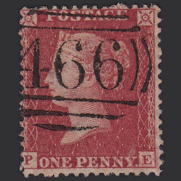 GB QV 1857 1d Rose-red (Plate 59) SG40-C10(1) PE FU Liverpool 466