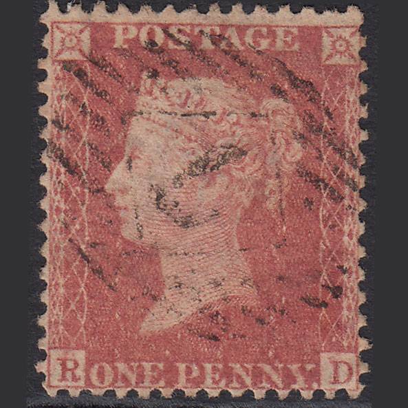 GB QV 1857 1d Pale Rose (Plate 68) SG39-C10(3) RD FU London IS 7