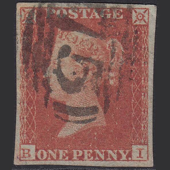 GB QV 1841 1d Red-brown Pl 157 SG8-B2(1) BI GU 4 Margins Birmingham 75