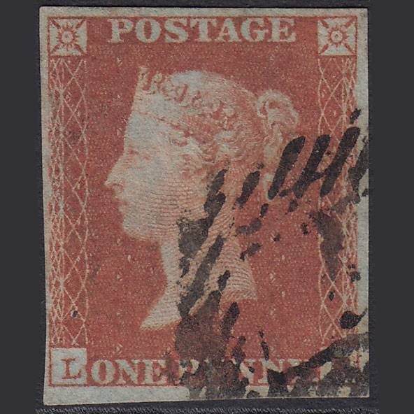 GB QV 1841 1d (Plate 95) SG8-B1(1) LE FU 4 Margins London IS Print Flaw