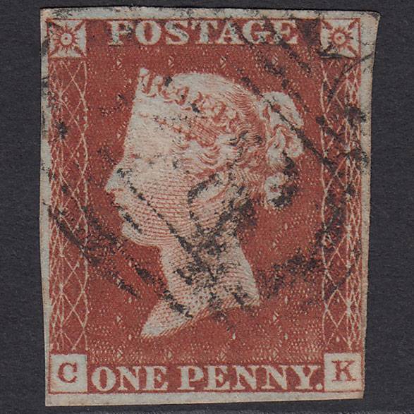 GB QV 1841 1d Red-brown (Plate 39) SG8-B1(1) CK FU 4 Margins