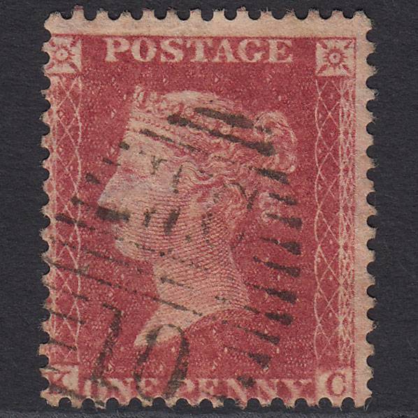 GB QV 1857 1d Rose-red Pl 60 SG40-C10(1) KC FU London D&S WC10 Misperf
