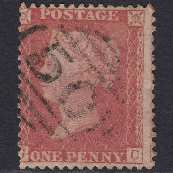 GB QV 1857 1d Pale Rose Pl 66 SG39-C10(3) GC FU Barnstaple 50 Misperf