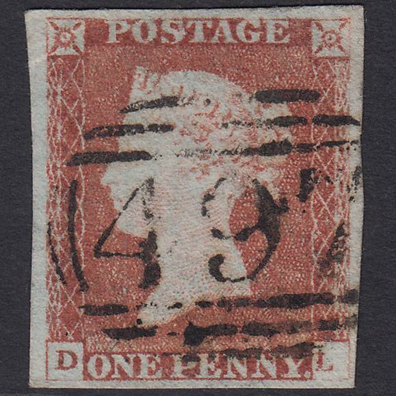 GB QV 1841 1d Pale Red-brown (Plate 65) SG9-B1(3) DL GU 4M Malvern 497
