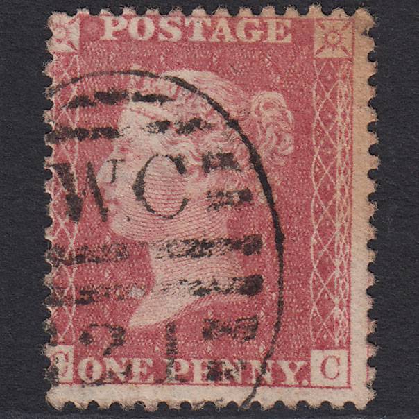 GB QV 1857 1d Pale Rose Pl 56 SG39-C10(3) CC GU London D&S WC21 Misperf