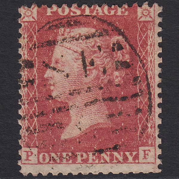 GB QV 1857 1d Rose-red (Plate 62) SG40-C10(1) PF GU London D&S Cancel