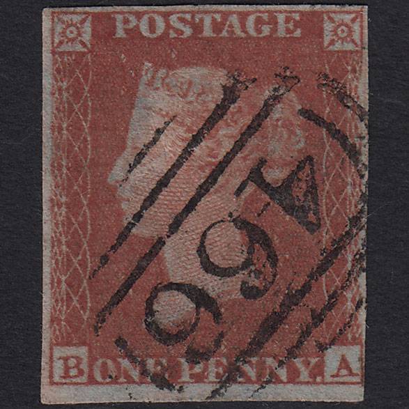 GB QV 1841 1d Red-brown Pl 135 SG8-B2(1) BA FU 4 Margins Liverpool 466