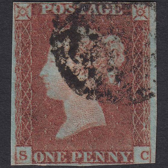 GB QV 1841 1d Very Blued (Plate 81) SG8a-B1(2) SC FU nr 4 Margins