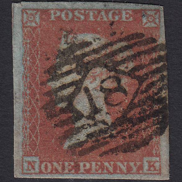 GB QV 1841 1d Very Blued (Plate 132) SG8a-B1(2) NK GU 4M London IS 18