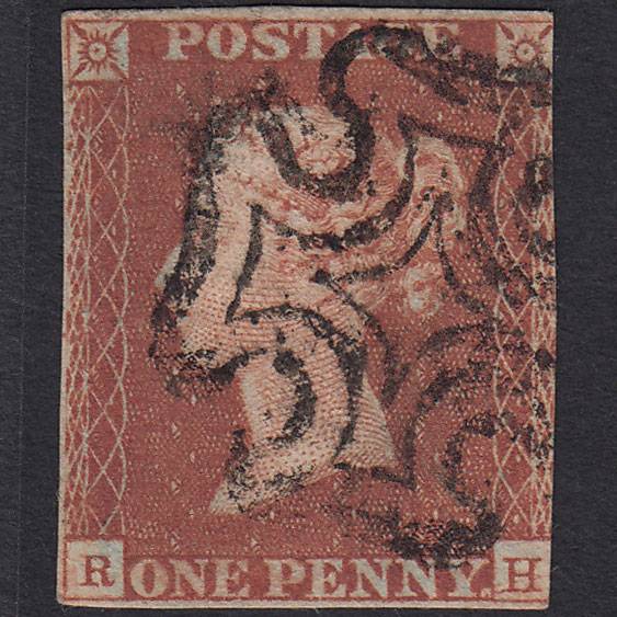 GB QV 1841 1d Red-brown Pl 19 SG8-B1(1) RH GU 3 Margins Maltese Cross