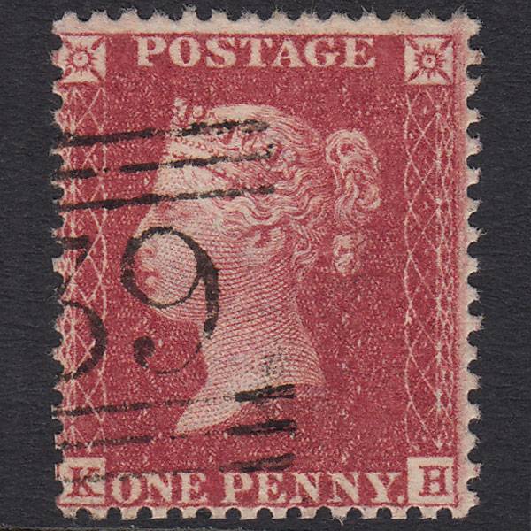GB QV 1857 1d Deep Rose-red Pl 27 SG41-C10(4) KH VFU Scotland Misperf
