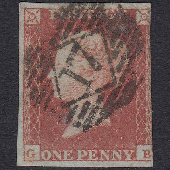 GB QV 1841 1d Red-brown (Plate 90) SG8-B1(1) GB GU 3 Margins London IS 17