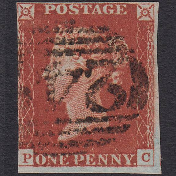 GB QV 1841 1d Deep Red-brown (Plate 60) SG10-B1(4) PC FU 3 Margins