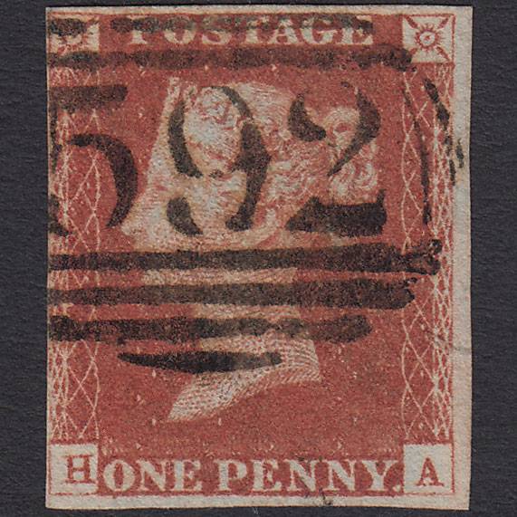GB QV 1841 1d Red-brown (Plate 60) SG8-B1(1) HA FU 4 Margins Ollerton 592