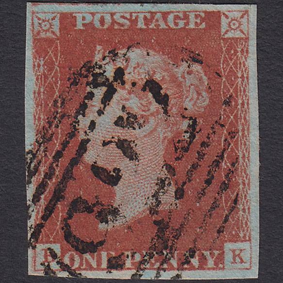 GB QV 1841 1d Red-brown (Plate 60) SG8-B1(1) BK VFU 4 Margins Worksop 922