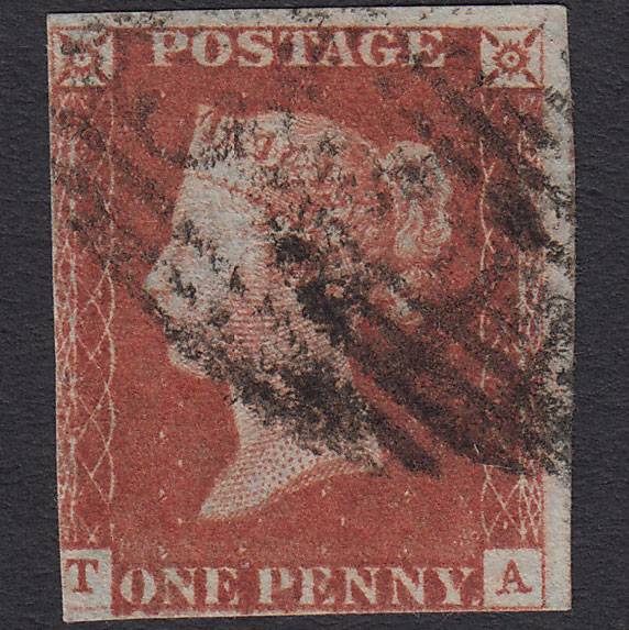 GB QV 1841 1d Red-brown (Plate 60) SG8-B1(1) TA GU 3 Margins