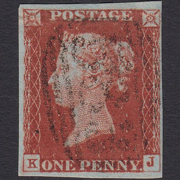 GB QV 1841 1d Red-brown Pl 60 SG8-B1(1) KJ GU 4 Margins Nottingham 583