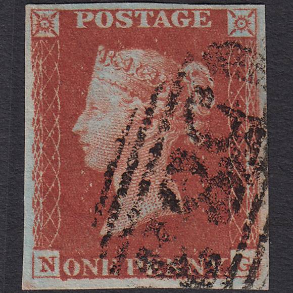 GB QV 1841 1d Deep Red-brown Pl 60 SG10-B1(4) NG VFU 4M Nottingham 583
