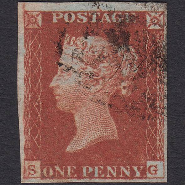 GB QV 1841 1d Deep Red-brown (Plate 60) SG10-B1(4) SG VFU 4 Margins