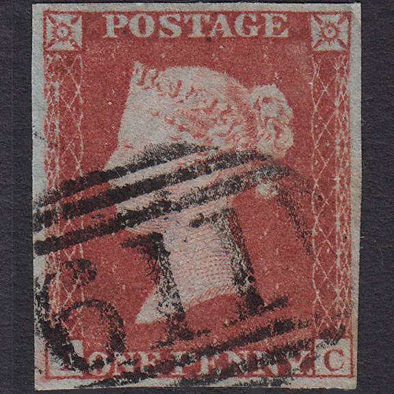 GB QV 1841 1d Red-brown Pl 150 SG8-B2(1) IC FU 4 Margins Pershore 611
