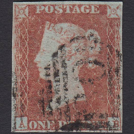 GB QV 1841 1d Red-brown (Plate 89) SG8-B1(1) AB FU 4 Margins