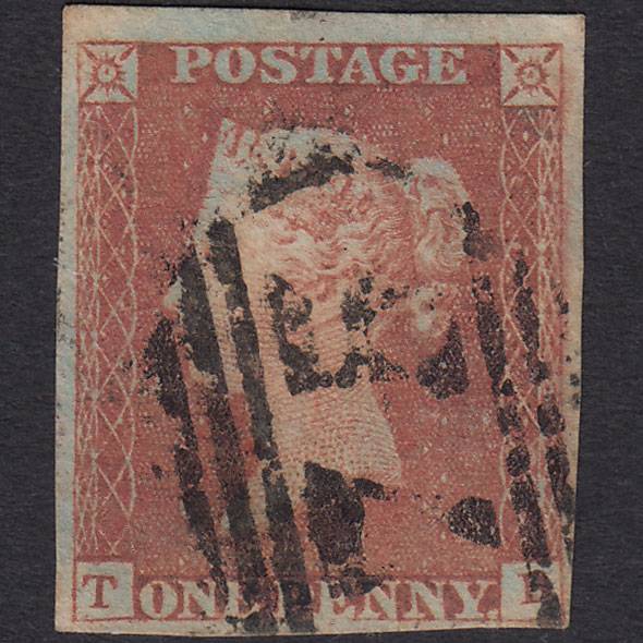 GB QV 1841 1d Red-brown Pl 77 SG8-B1(1) TB GU 4 Margins Birmingham 75