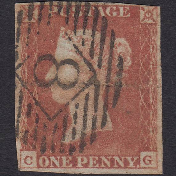 GB QV 1841 1d Red-brown Pl 75 SG8-B1(1) CG PU nr 4 Margins London IS 8
