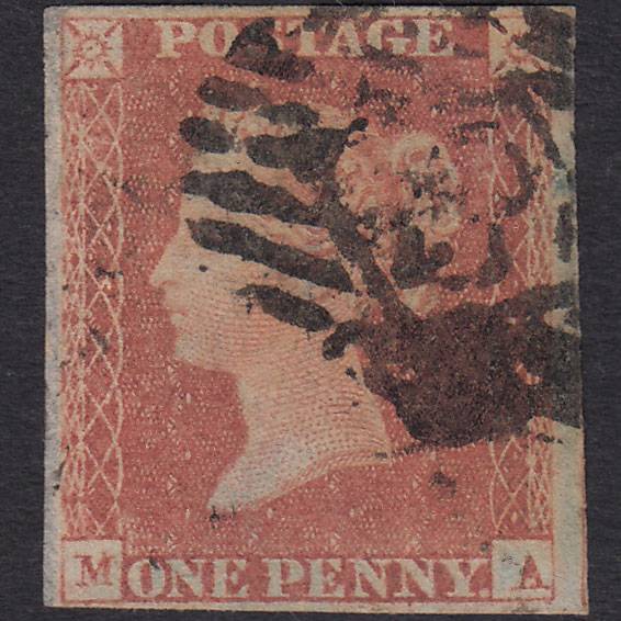 GB QV 1841 1d Red-brown (Plate 77) SG8-B1(1) MA GU 4M London IS Cancel