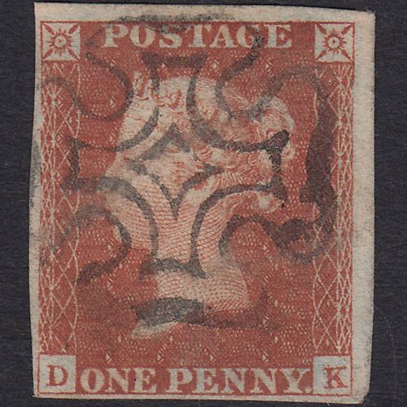 GB QV 1841 1d Red-brown (Plate 33) SG8-B1(1) DK FU 4 Margins Maltese Cross