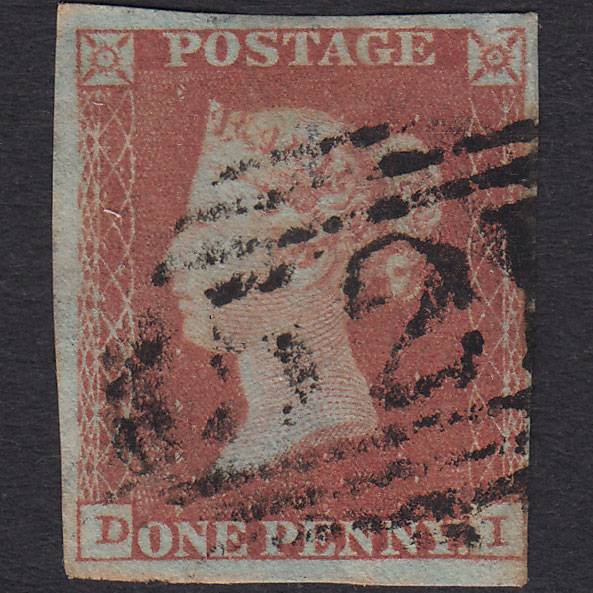 GB QV 1841 1d Red-brown Pl 123 SG8-B2(1) DI GU 4M Unlisted Frame Break