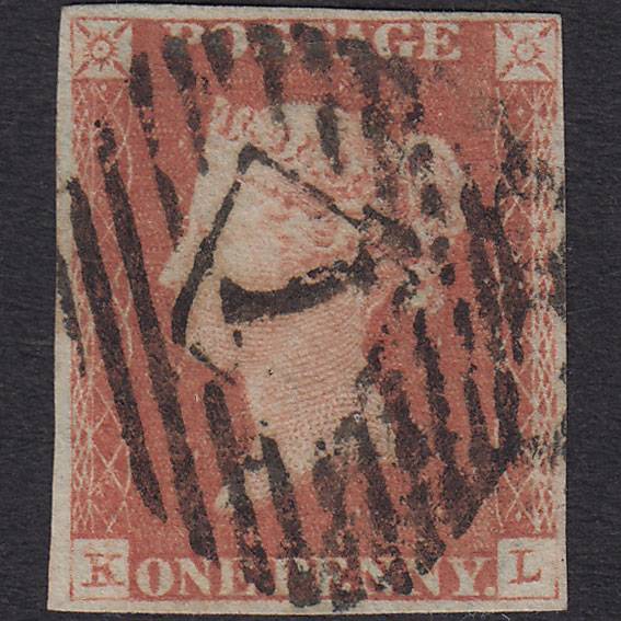 GB QV 1841 1d Red-brown (Plate 77) SG8-B1(1) KL FU 4 Margins London IS 1