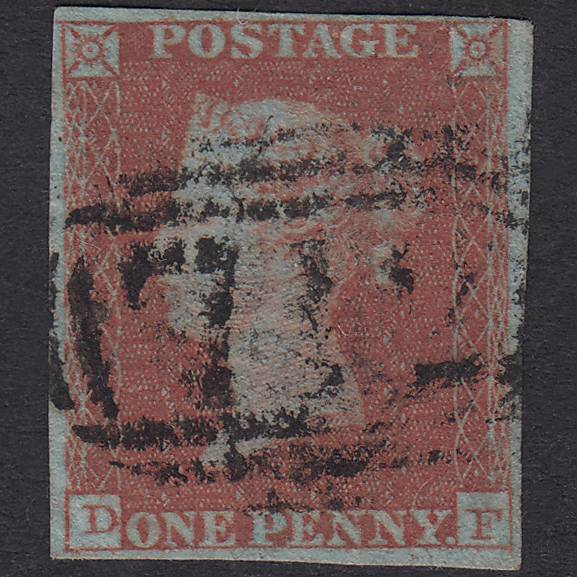 GB QV 1841 1d Very Blued Plate 115 SG8A-B1(2) DF FU 4M Sidmouth 712