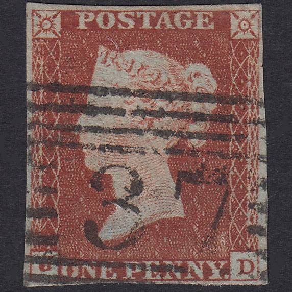 GB QV 1841 1d Red-Brown Plate 34 SG8-B1(1) JD GU 4 Margins Macduff 37