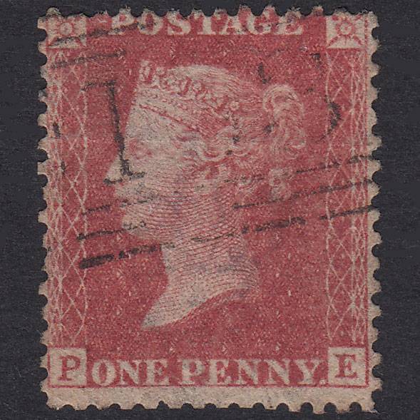 GB QV 1857 1d Rose-Red Plate 44 SG40-C10(1) PE GU Elgin 133