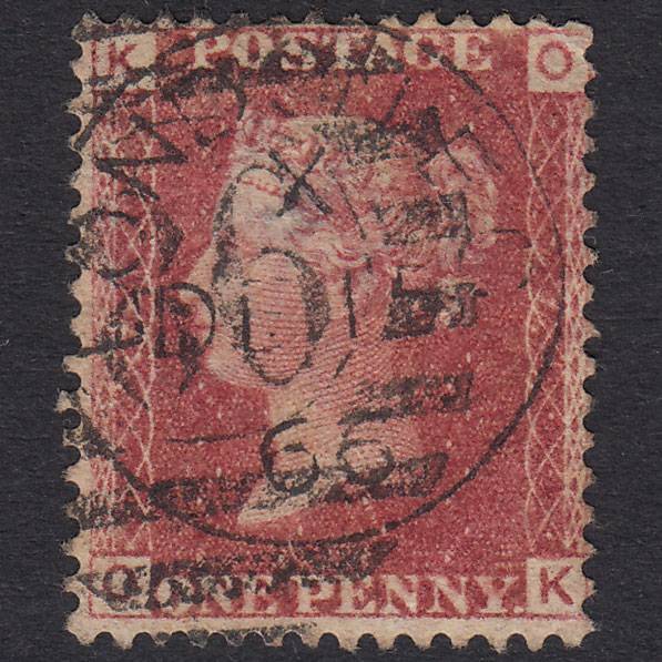 GB QV 1864 1d Lake-Red Plate 71 SG44-G1(2) OK FU CDS