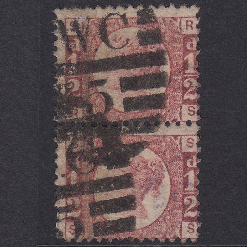 GB QV 1870 1/2d Rose-Red Plate 3 SG48-G4 RS-SS GU Pair London D&S WC5