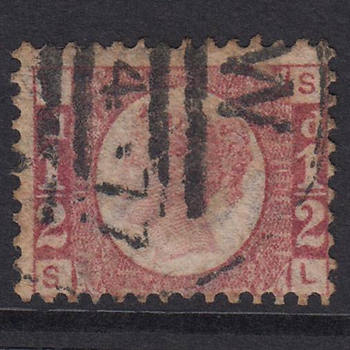 GB QV 1870 1/2d Rose-Red Plate 11 SG48-G4 SL GU NPB Cancel