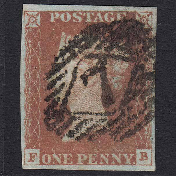 GB QV 1841 1d Red-brown (Plate 69) (SG8) 'FB' FU 4 Margins London IS 7