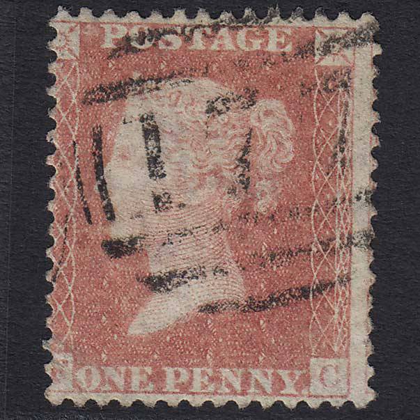 GB QV 1857 1d Pale Rose (Plate 52) (SG39) 'FC' GU Cheltenham (177) C10