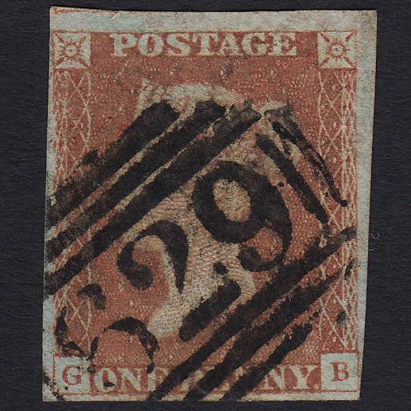 GB QV 1841 1d Red-brown Pl 59 SG8-B1(1) GB FU Fleetwood 629 4 Margins