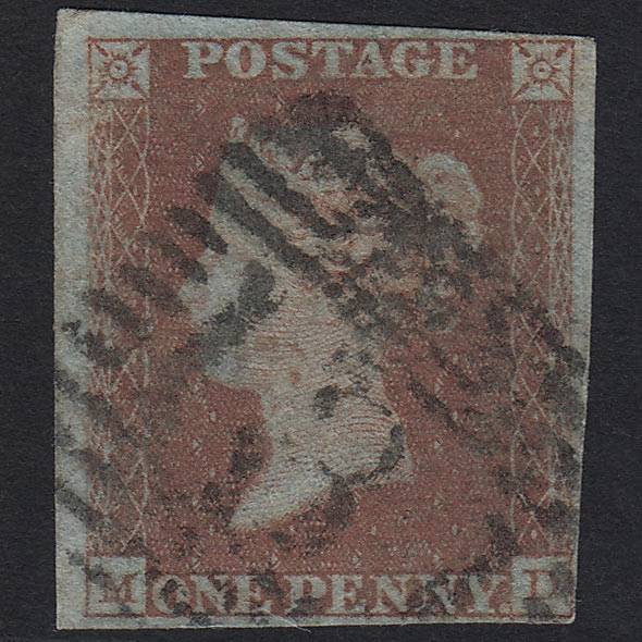 GB QV 1841 1d Red-brown Pl 106 SG8-B1(1) MD GU Edinburgh 131 4 Margins