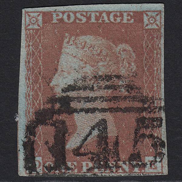 GB QV 1841 1d V Blued (Plate 126) SG8a-B1(2) DE VFU Buckingham 145 4M